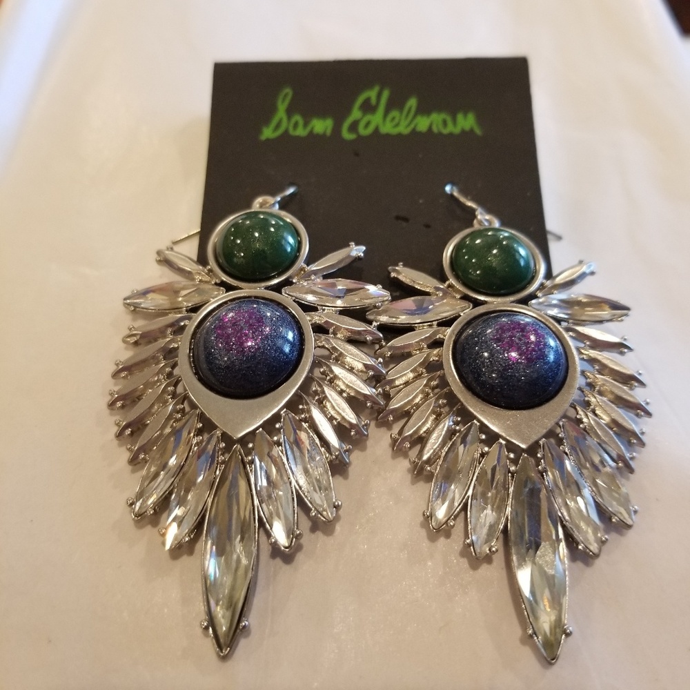 FIRM NWT Sam Edelman Silver Toned Gemstone Earrings